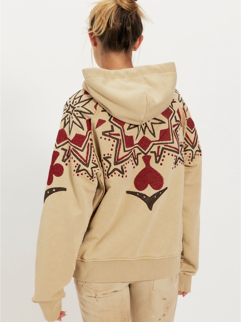 Denim and bone playing cards hoodie
